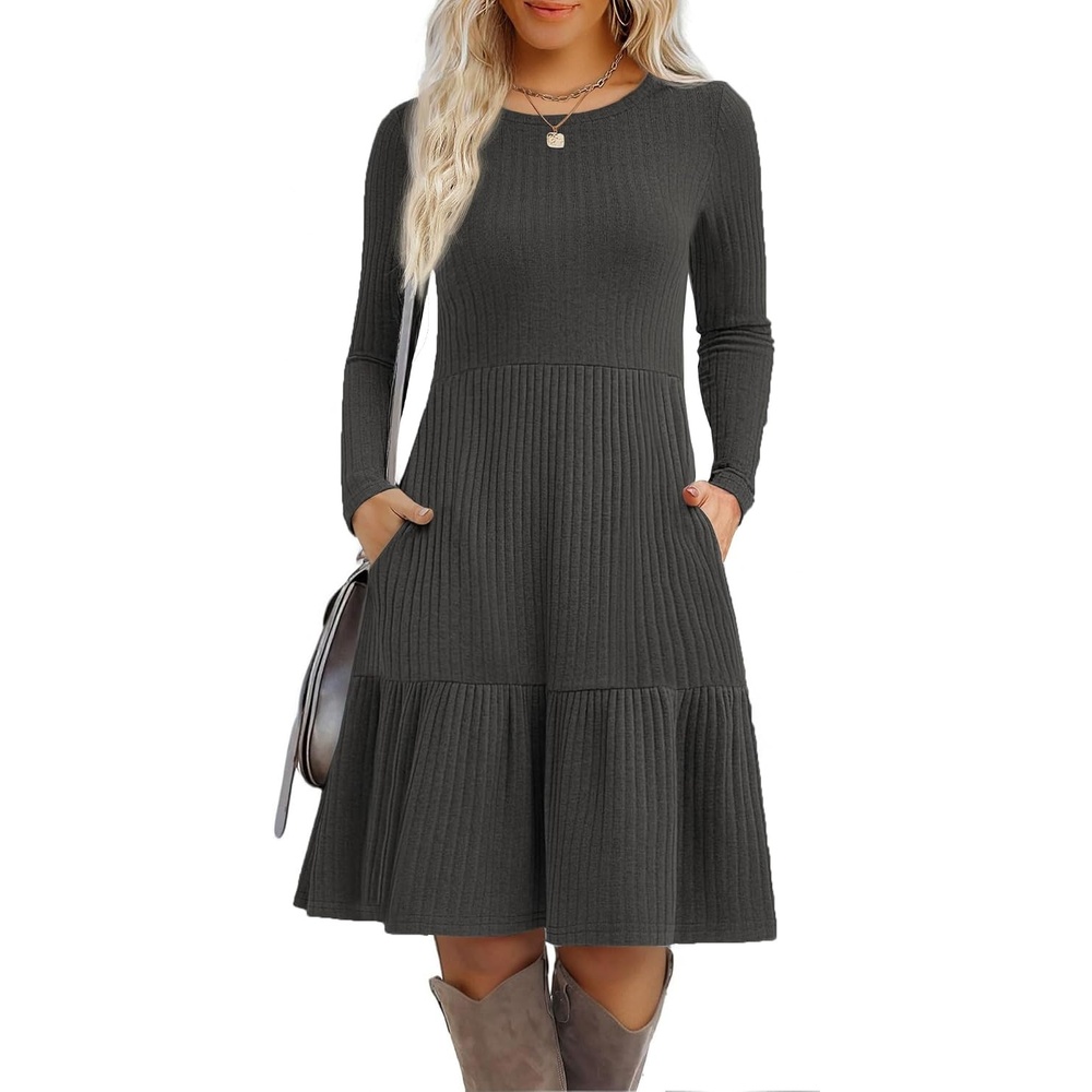 image:imageZeagoo Summer Dresses for Women 2025 Cotton Button Down Short Sleeve Tshirt Dresses Casual Mini Beach DressDark Grey