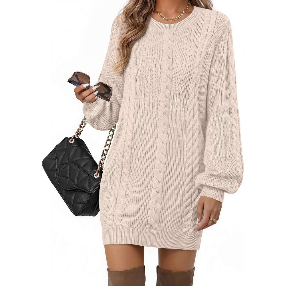 image:imageZeagoo Sweater Dresses for Women 2026 Fall Winter Long Sleeve Bodycon DressApricot