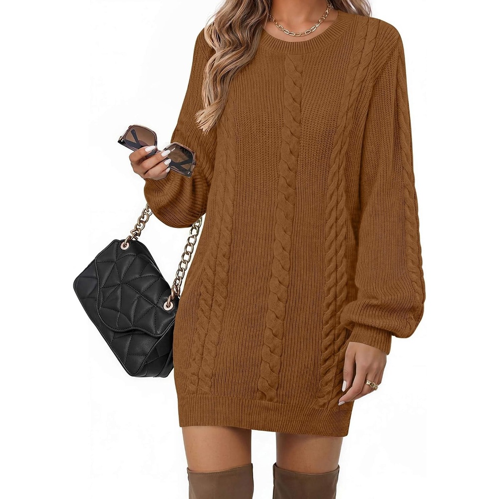 image:imageZeagoo Sweater Dresses for Women 2026 Fall Winter Long Sleeve Bodycon DressBrown