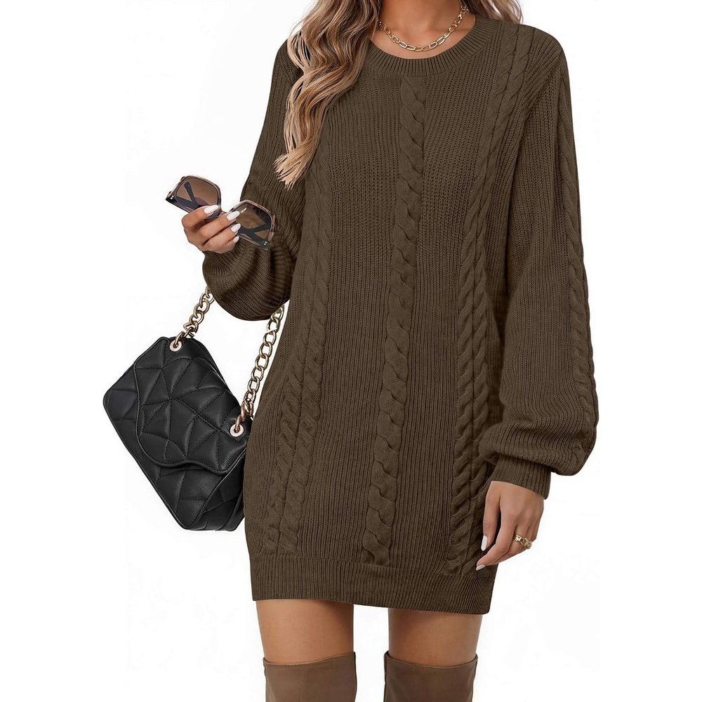 image:imageZeagoo Sweater Dresses for Women 2026 Fall Winter Long Sleeve Bodycon DressCoffee