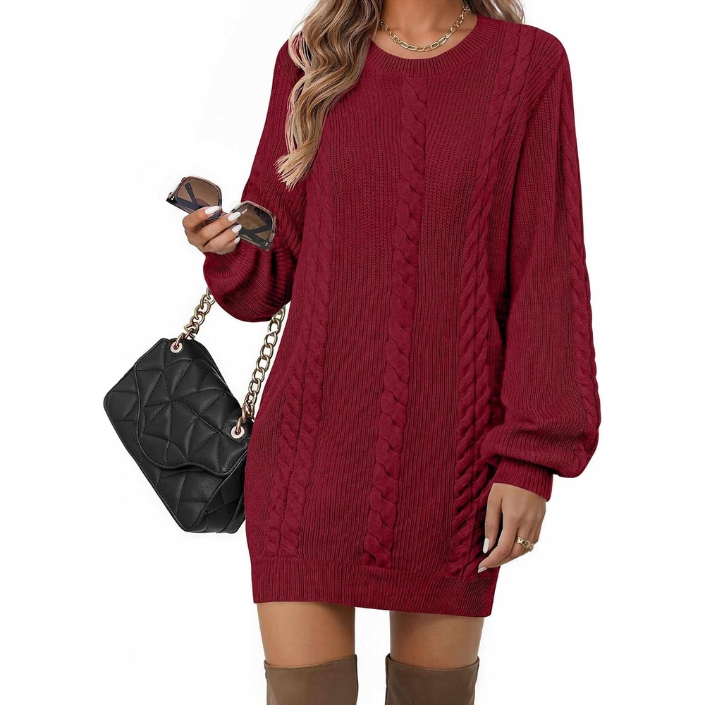image:imageZeagoo Sweater Dresses for Women 2026 Fall Winter Long Sleeve Bodycon DressWine Red