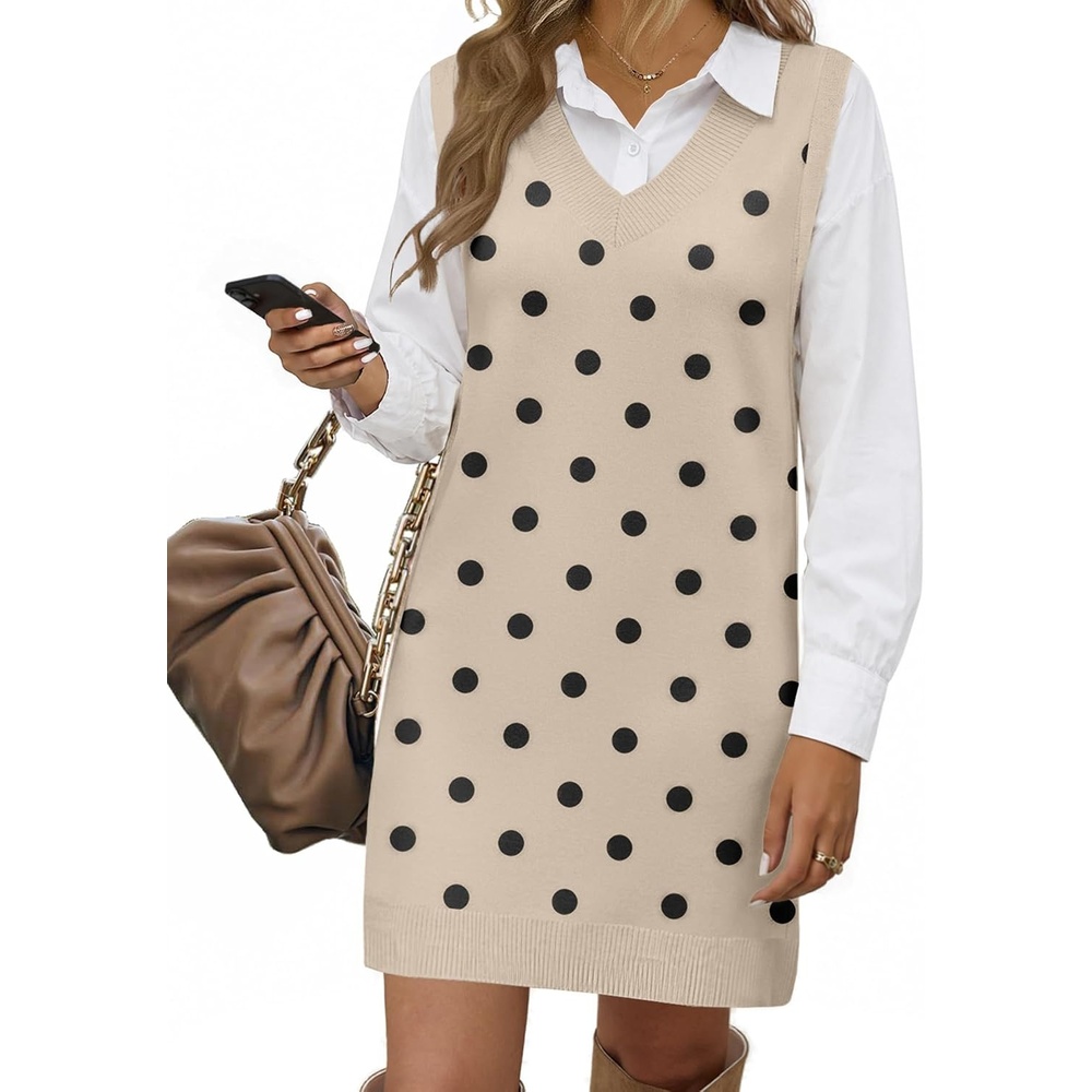image:imageZeagoo Womens Sweater Vest Dresses Fall Knit V Neck Pullover Sweaters 2026Jh442