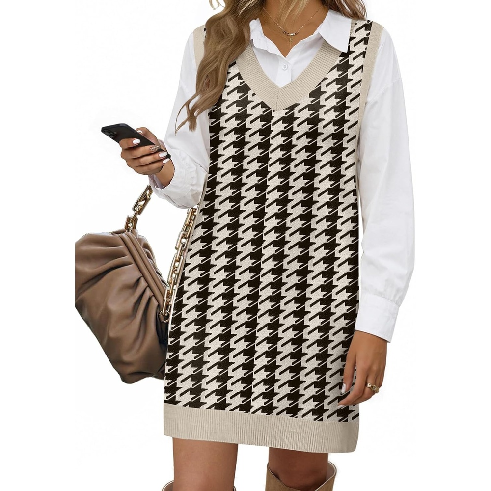 image:imageZeagoo Womens Sweater Vest Dresses Fall Knit V Neck Pullover Sweaters 2026Jh466