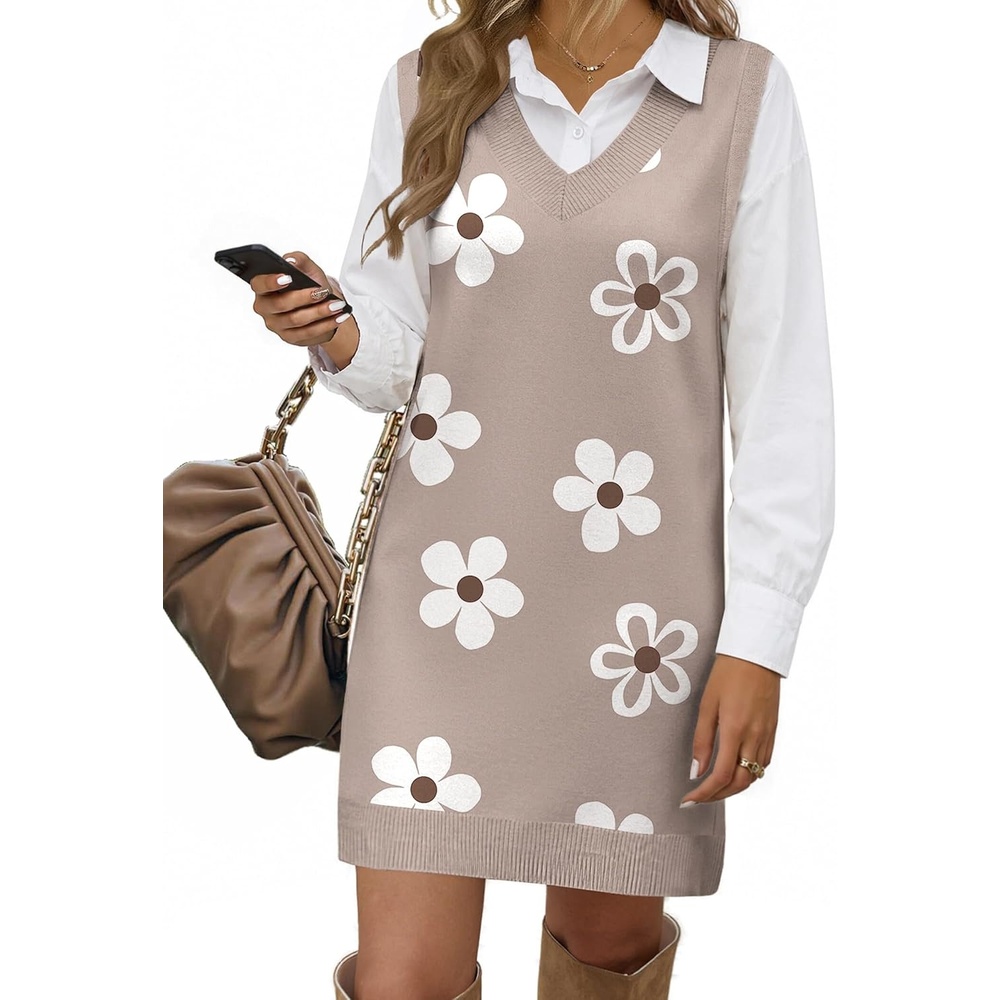 image:imageZeagoo Womens Sweater Vest Dresses Fall Knit V Neck Pullover Sweaters 2026Sf175