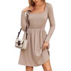 ZEAGOO Women Dresses Spring Fall 2026 Sweater Dress Long Sleeve Casual Knit Dresses with Pockets(Apricot)