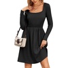 ZEAGOO Women Dresses Spring Fall 2026 Sweater Dress Long Sleeve Casual Knit Dresses with Pockets(Black)