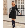 ZEAGOO Women Dresses Spring Fall 2026 Sweater Dress Long Sleeve Casual Knit Dresses with Pockets(Black)