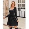 ZEAGOO Women Dresses Spring Fall 2026 Sweater Dress Long Sleeve Casual Knit Dresses with Pockets(Black)