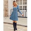 ZEAGOO Women Dresses Spring Fall 2026 Sweater Dress Long Sleeve Casual Knit Dresses with Pockets(Blue)