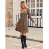 ZEAGOO Women Dresses Spring Fall 2026 Sweater Dress Long Sleeve Casual Knit Dresses with Pockets(Brown)