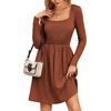 ZEAGOO Women Dresses Spring Fall 2026 Sweater Dress Long Sleeve Casual Knit Dresses with Pockets(Caramel)