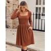 ZEAGOO Women Dresses Spring Fall 2026 Sweater Dress Long Sleeve Casual Knit Dresses with Pockets(Caramel)