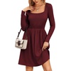 ZEAGOO Women Dresses Spring Fall 2026 Sweater Dress Long Sleeve Casual Knit Dresses with Pockets(Wine Red)