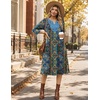 Zeagoo 3/4 Sleeve Dress for Women Midi Dresses V Neck Lace Casual Sundress(Boho Blue Printed)