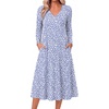 Zeagoo Dresses for Womens Long Sleeve Midi Dress Fall Casual A Line Dress(Blue-printed)