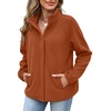 Zeagoo Fleece Jackets for Women Fall Clothe Button Winter Coat with Pockets(Caramel)