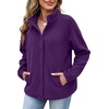 Zeagoo Fleece Jackets for Women Fall Clothe Button Winter Coat with Pockets(Dark Purple)