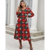 Zeagoo Midi Dresses Flare Loose Fit Navy Blue Long Sleeve Flowy Ladies(Christmas Print)