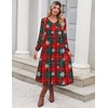 Zeagoo Midi Dresses Flare Loose Fit Navy Blue Long Sleeve Flowy Ladies(Christmas Print)