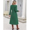 Zeagoo Midi Dresses Flare Loose Fit Navy Blue Long Sleeve Flowy Ladies(Dark Green)