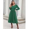 Zeagoo Midi Dresses Flare Loose Fit Navy Blue Long Sleeve Flowy Ladies(Dark Green)
