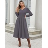 Zeagoo Midi Dresses Flare Loose Fit Navy Blue Long Sleeve Flowy Ladies(Dark Grey)