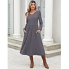 Zeagoo Midi Dresses Flare Loose Fit Navy Blue Long Sleeve Flowy Ladies(Dark Grey)