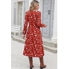 Zeagoo Midi Dresses Flare Loose Fit Navy Blue Long Sleeve Flowy Ladies(Red Floral)