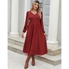 Zeagoo Midi Dresses Flare Loose Fit Navy Blue Long Sleeve Flowy Ladies(Wine Red)