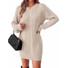 Zeagoo Sweater Dresses for Women 2026 Fall Winter Long Sleeve Bodycon Dress(Apricot)