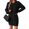 Zeagoo Sweater Dresses for Women 2026 Fall Winter Long Sleeve Bodycon Dress(Black)