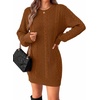 Zeagoo Sweater Dresses for Women 2026 Fall Winter Long Sleeve Bodycon Dress(Brown)