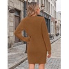 Zeagoo Sweater Dresses for Women 2026 Fall Winter Long Sleeve Bodycon Dress(Brown)