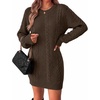 Zeagoo Sweater Dresses for Women 2026 Fall Winter Long Sleeve Bodycon Dress(Coffee)