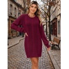 Zeagoo Sweater Dresses for Women 2026 Fall Winter Long Sleeve Bodycon Dress(Dark Red)