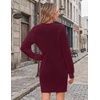Zeagoo Sweater Dresses for Women 2026 Fall Winter Long Sleeve Bodycon Dress(Dark Red)
