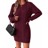 Zeagoo Sweater Dresses for Women 2026 Fall Winter Long Sleeve Bodycon Dress(Dark Red)