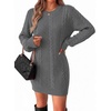 Zeagoo Sweater Dresses for Women 2026 Fall Winter Long Sleeve Bodycon Dress(Grey)