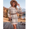 Zeagoo Sweater Dresses for Women 2026 Fall Winter Long Sleeve Bodycon Dress(Khaki-printed)