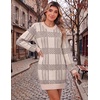Zeagoo Sweater Dresses for Women 2026 Fall Winter Long Sleeve Bodycon Dress(Khaki-printed)