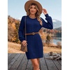 Zeagoo Sweater Dresses for Women 2026 Fall Winter Long Sleeve Bodycon Dress(Navy Blue)