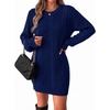 Zeagoo Sweater Dresses for Women 2026 Fall Winter Long Sleeve Bodycon Dress(Navy Blue)