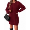 Zeagoo Sweater Dresses for Women 2026 Fall Winter Long Sleeve Bodycon Dress(Wine Red)