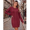 Zeagoo Sweater Dresses for Women 2026 Fall Winter Long Sleeve Bodycon Dress(Wine Red)