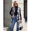 Zeagoo Women Vest Long Plaid Jackets Sleeveless Flannel Coats with Pockets(Black-gz800)