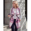 Zeagoo Women Vest Long Plaid Jackets Sleeveless Flannel Coats with Pockets(Hot Pink-gz795)