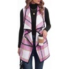 Zeagoo Women Vest Long Plaid Jackets Sleeveless Flannel Coats with Pockets(Hot Pink-gz795)