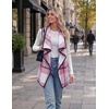 Zeagoo Women Vest Long Plaid Jackets Sleeveless Flannel Coats with Pockets(Hot Pink-gz795)
