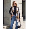 Zeagoo Women Vest Long Plaid Jackets Sleeveless Flannel Coats with Pockets(Khaki-gz554)