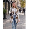Zeagoo Women Vest Long Plaid Jackets Sleeveless Flannel Coats with Pockets(Khaki-gz554)